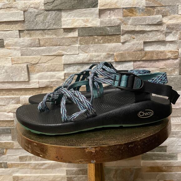 Chaco Women’s Sandals 8 | Strappy Hiking Sport Sandals, Water Shoes Teal/Black - Picture 3 of 7